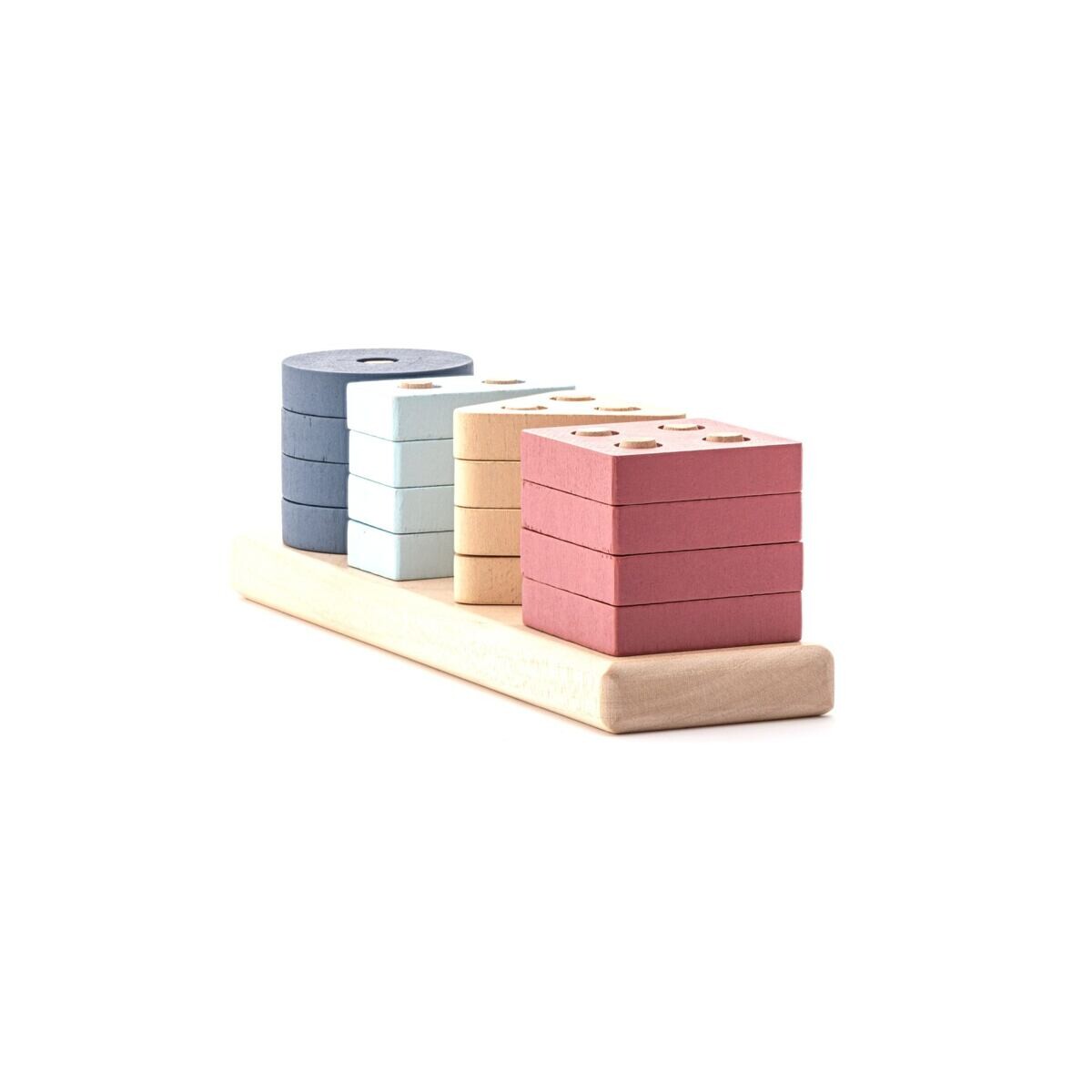 Cubika Pastel riadime tvary V - drevená skladačka 17 dielov