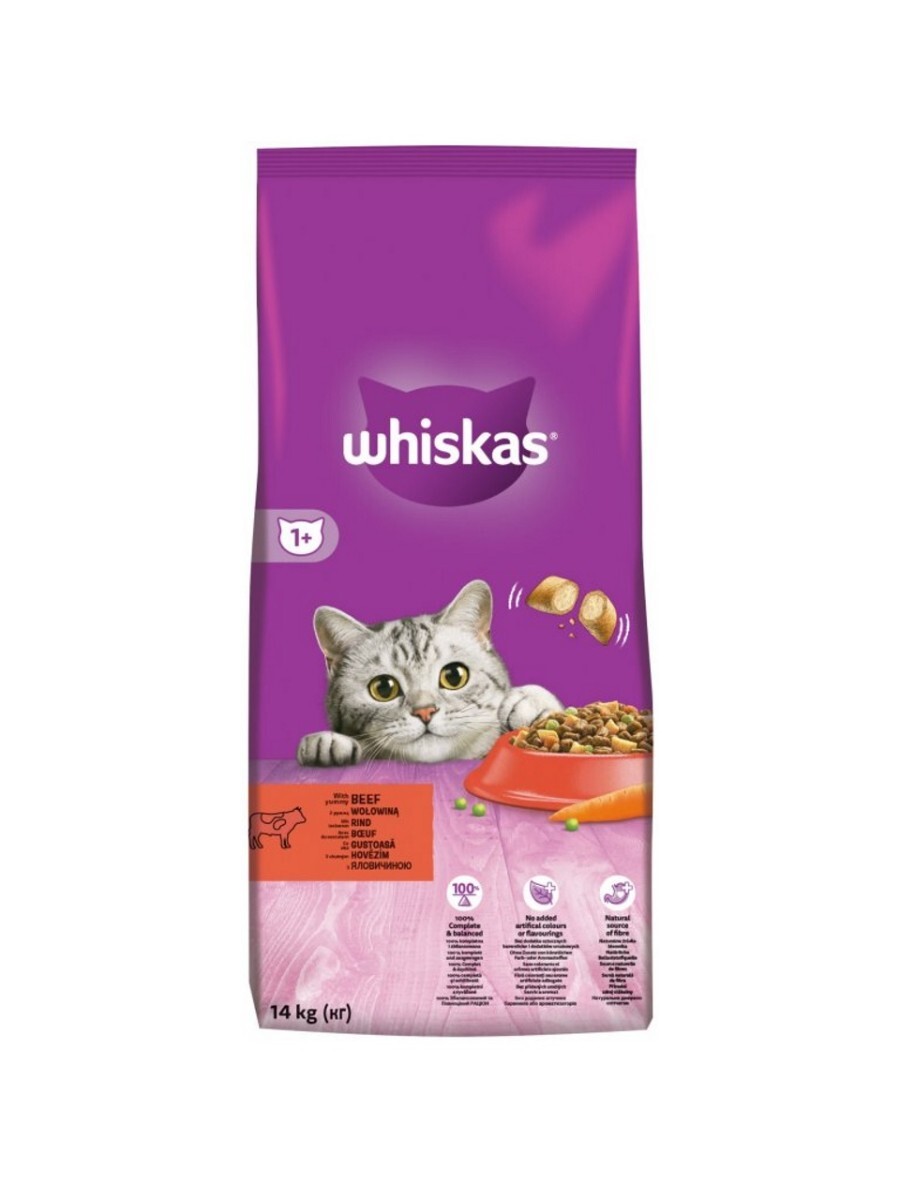 Whiskas Suché Hovädzie - 2x14kg