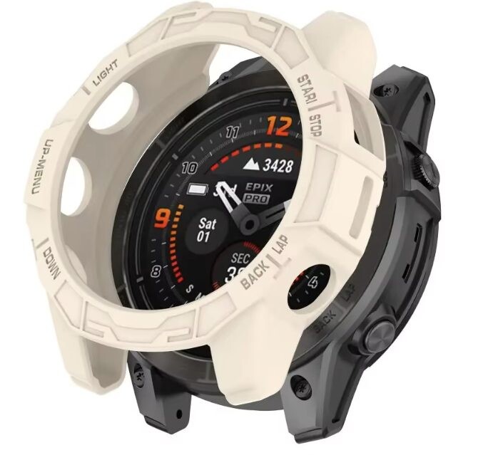 Silikónový rámik pre Garmin Epix Pro, 51 mm - béžový