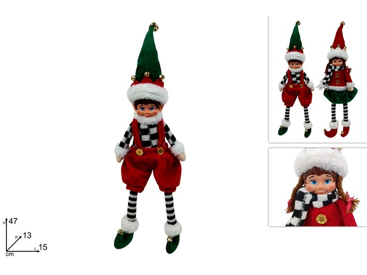 MAKRO - Elf vianočný 47cm rôzne druhy