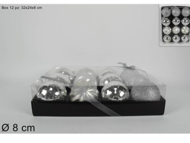 MAKRO - Gule vianočné strieborné 8cm, balenie 12ks