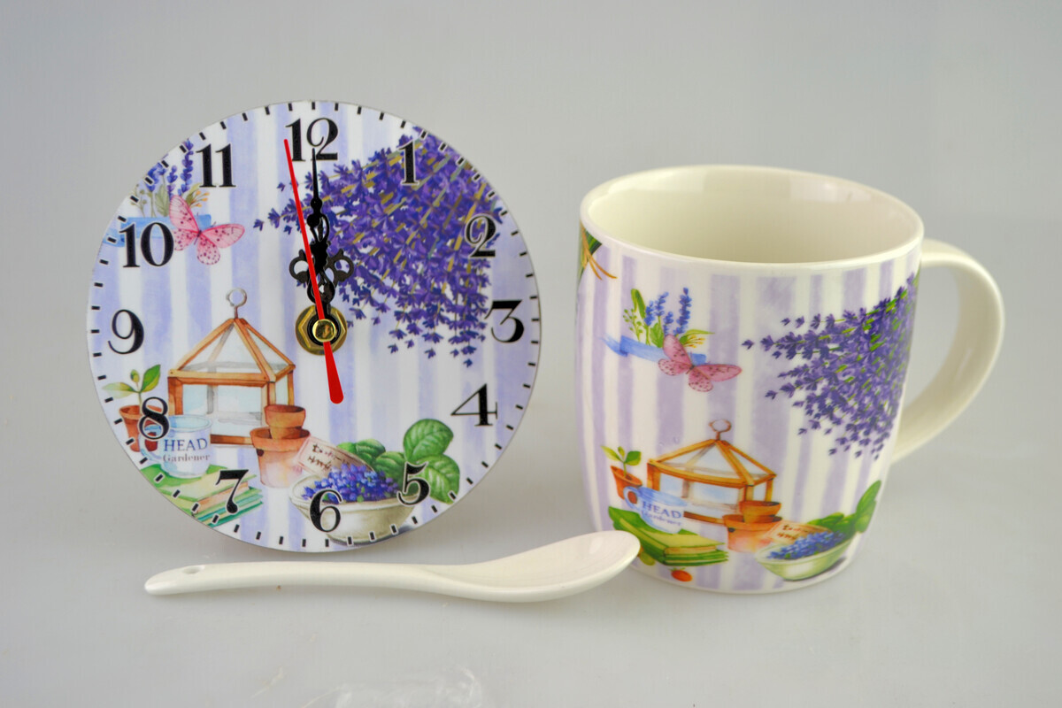 MAKRO - Hrnček + hodinky Levanduľa rôzne dekory