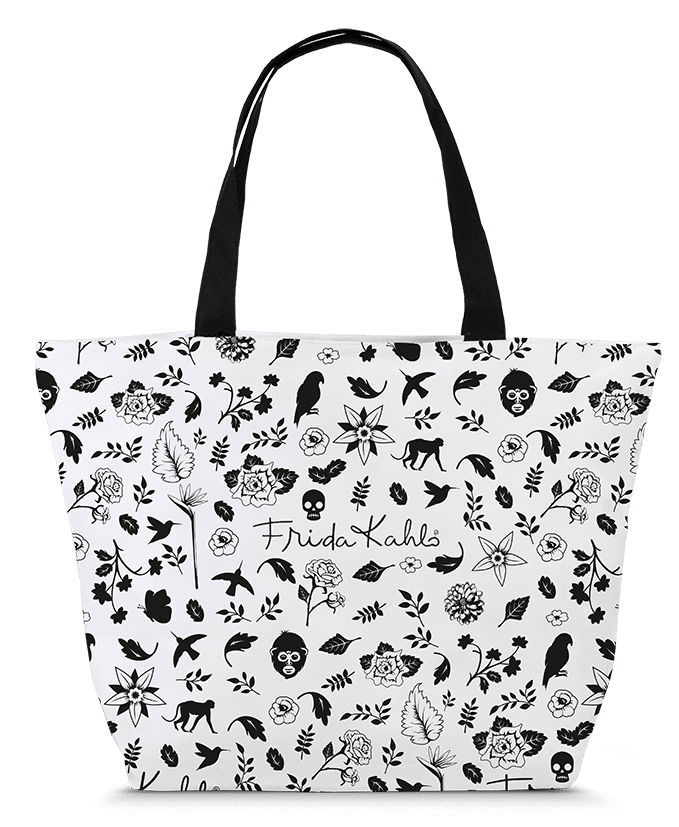 Dámska shopper taška Frida Kahlo 31 L - čierno-biela