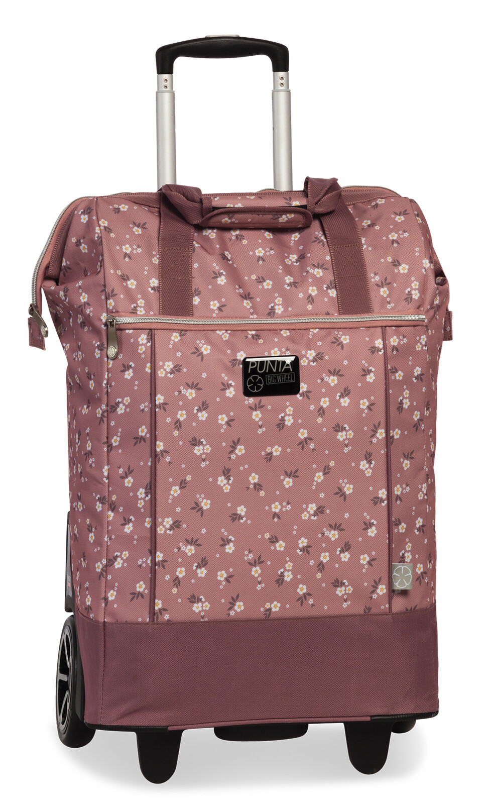 PUNTA nákupná taška na kolieskach s výsuvnou rukoväťou - 40L - ružová kvetinová