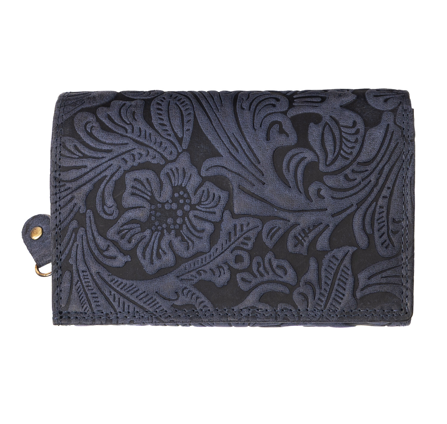 Kožená dámska stredná peňaženka WILD By Loranzo - modrá - ornamenty