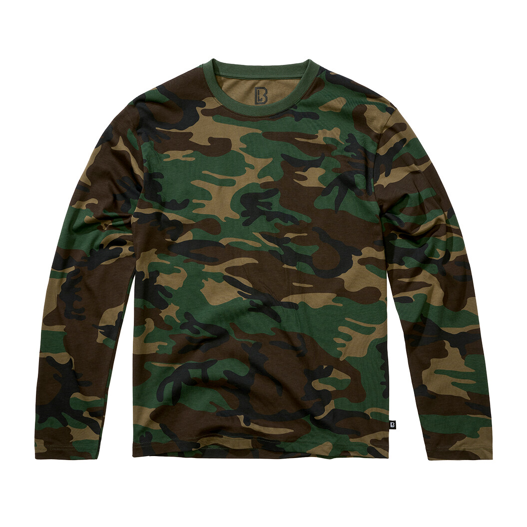 Tričko s dlhým rukávom Brandit Premium Longsleeve - woodland, S