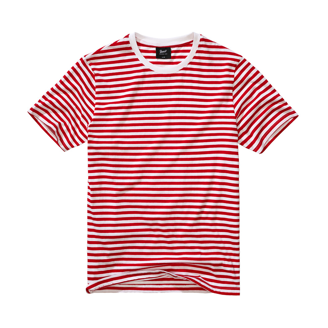 Tričko Brandit Jerseyshirt Stripe - červené-biele, S