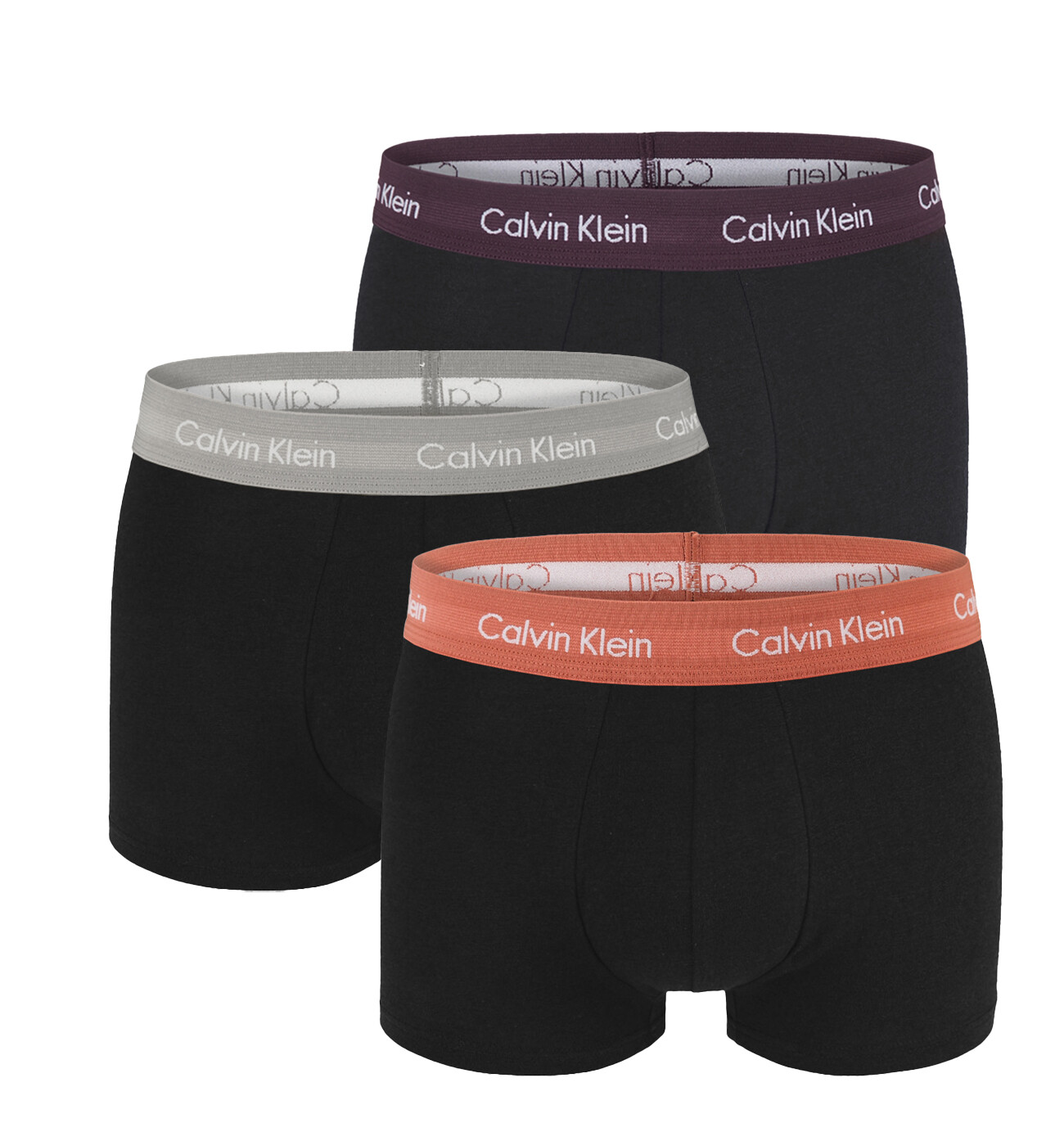 Calvin Klein - boxerky 3PACK cotton stretch signature black / rock & silver waist