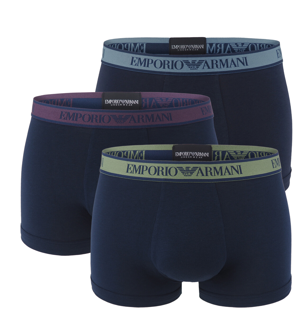 EMPORIO ARMANI - boxerky 3PACK stretch cotton marine con multicolore logo Armani