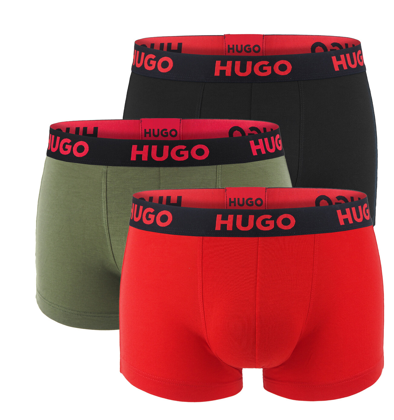 HUGO - boxerky 3PACK lyocell stretch red & black color