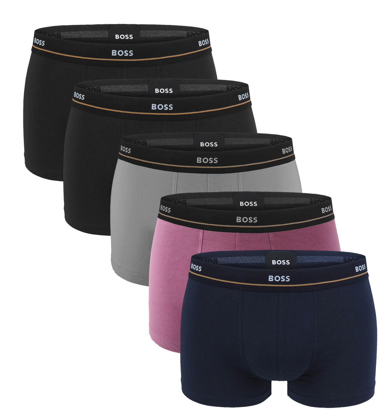 BOSS - boxerky 5PACK essential cotton stretch black & dark tones