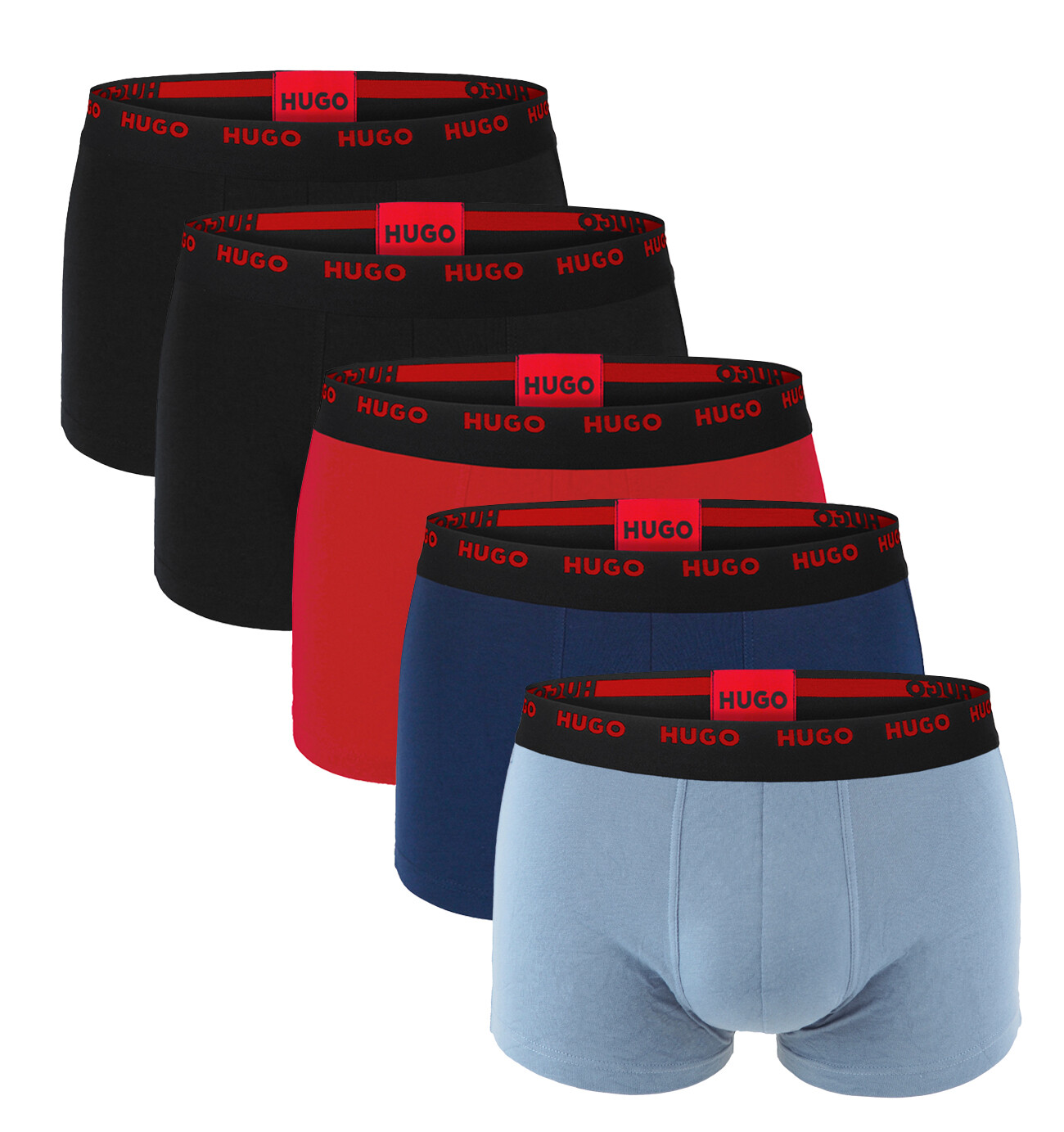 HUGO - boxerky 5PACK cotton stretch modern blue & black color