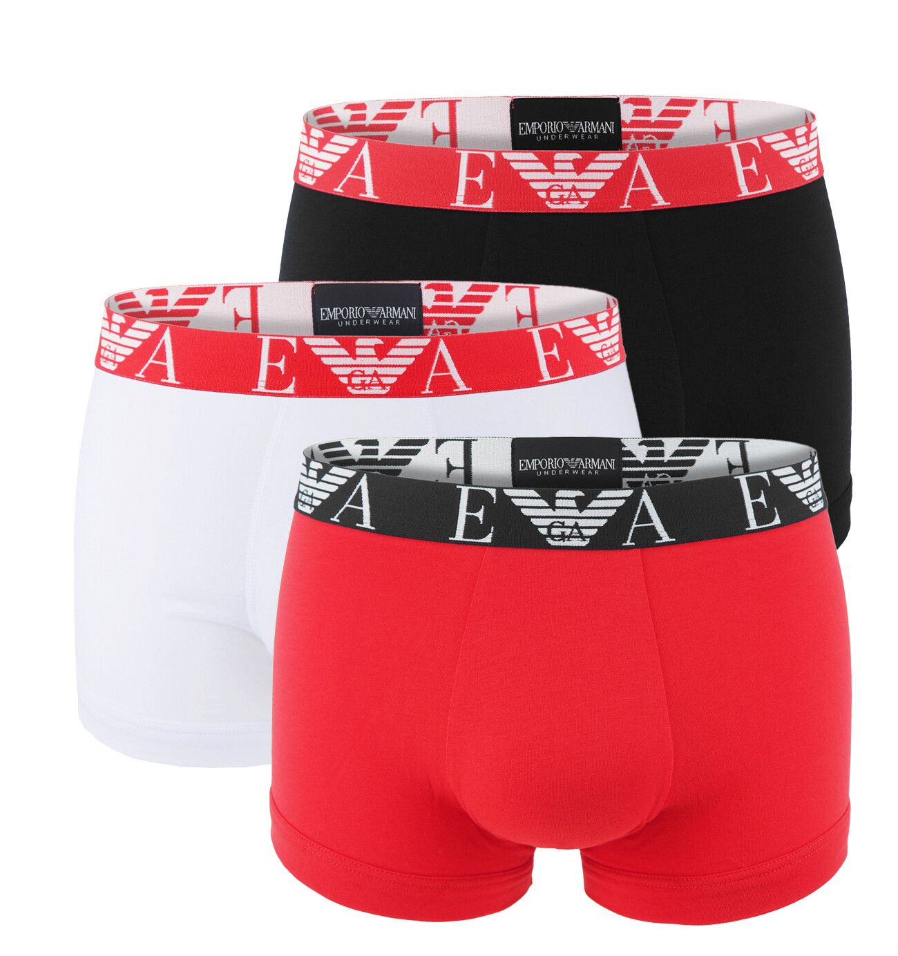 EMPORIO ARMANI - boxerky 3PACK stretch cotton nero & scooter con colorato logo