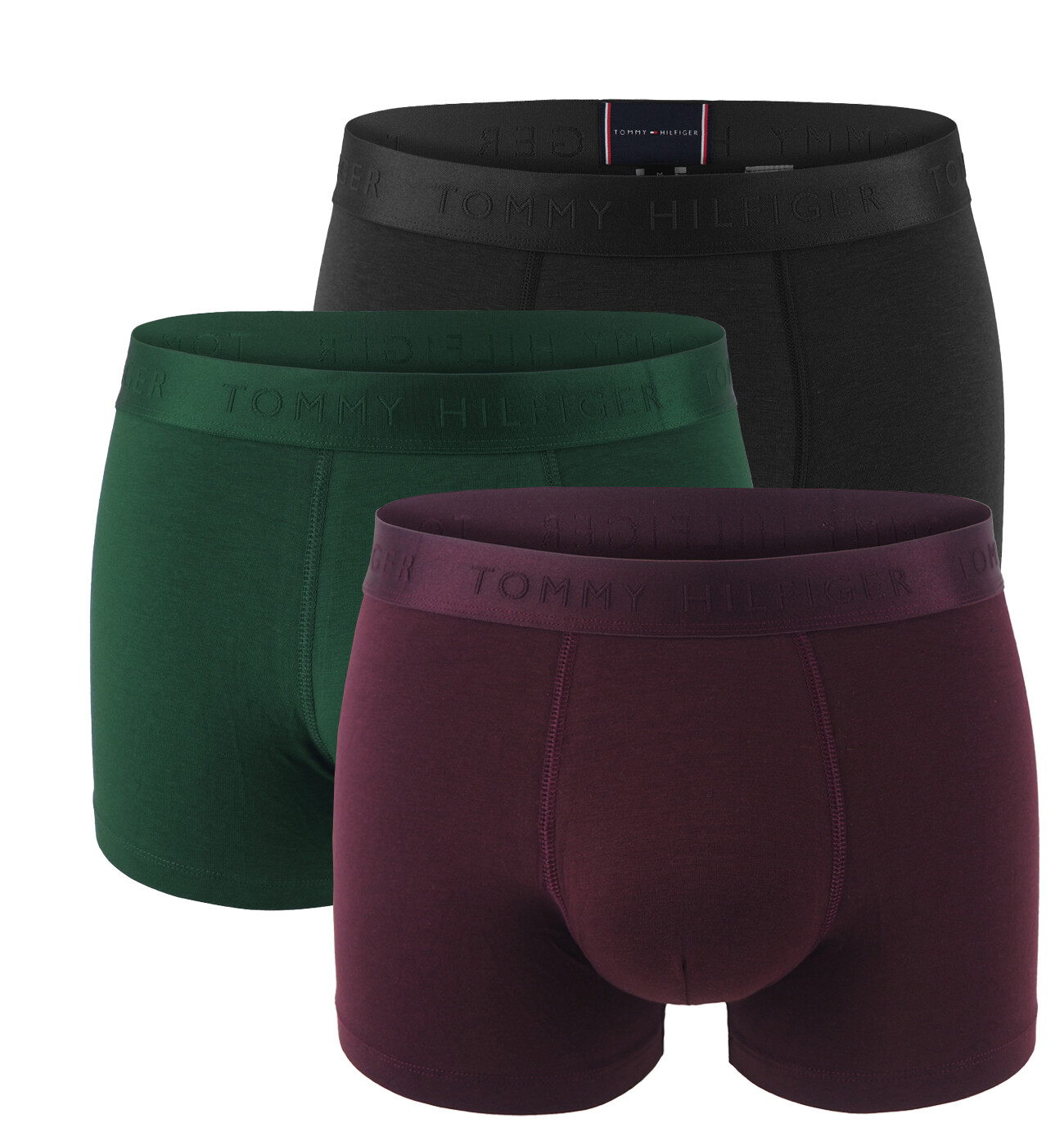 TOMMY HILFIGER - boxerky 3PACK everyday luxe burgundy & forest tones