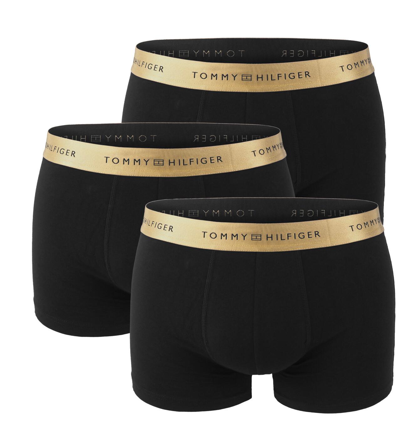 TOMMY HILFIGER - boxerky 3PACK TH series cotton stretch black / gold metallic waist v darčekovom balení