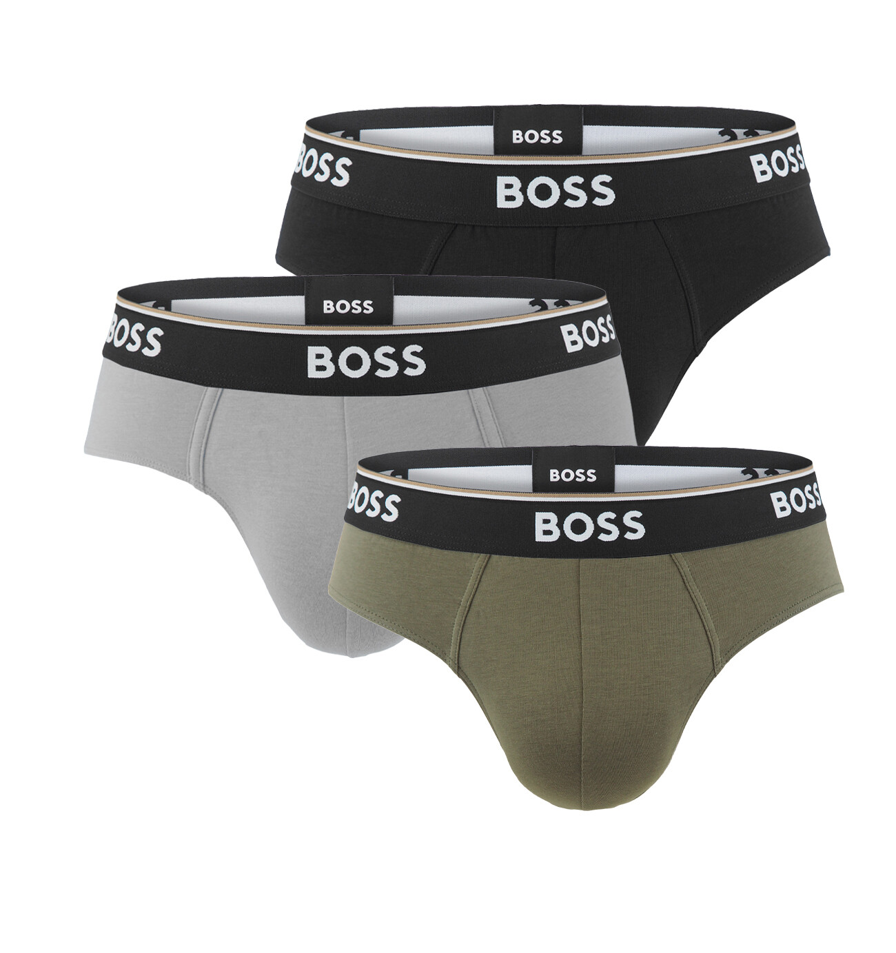 BOSS - slipy 3PACK Power cotton stretch black & forest tones