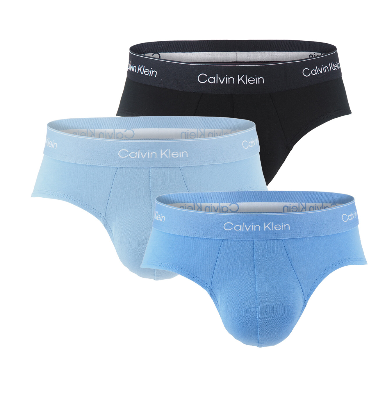 Calvin Klein - slipy 3PACK Icon cotton stretch black & blue bell color combo