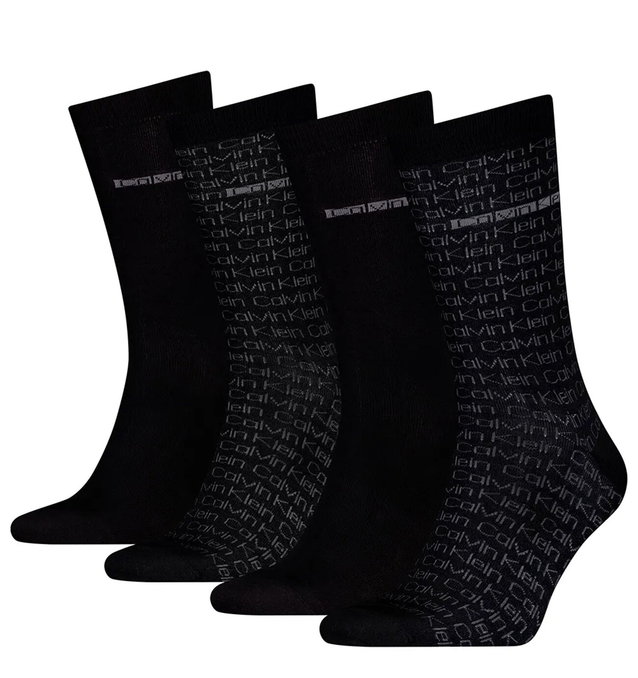 CALVIN KLEIN - ponožky 4PACK core logo cotton black v darčekovom balení