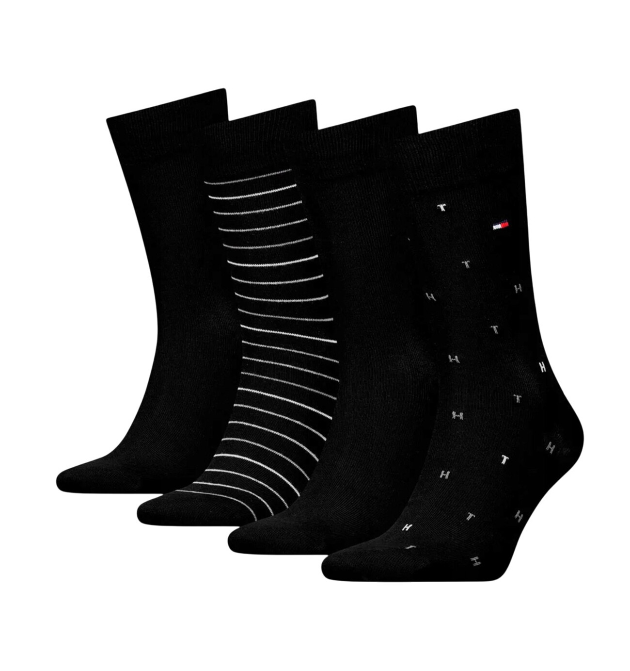 TOMMY HILFIGER - ponožky 4PACK TH men black & logo mix v darčekovom balení