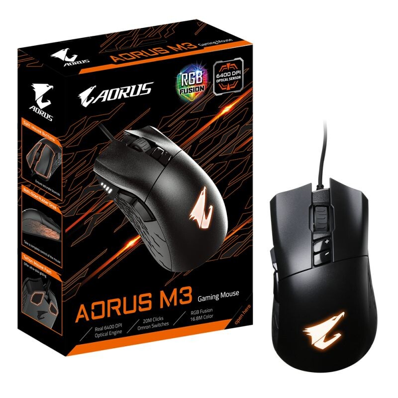 Gigabyte AORUS M3, Gaming Mouse, USB, Optical, up to 6400 DPI GM-AORUS M3