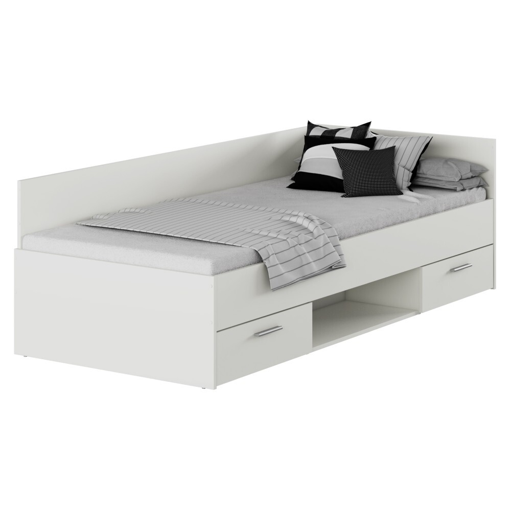 KONDELA Boat 90 posteľový rám s úložným priestorom biela