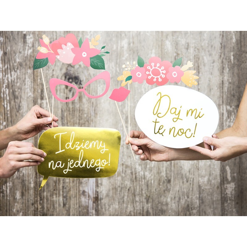 KNP31 Party Deco Svadobný set rekvizít na fotenie - farebný 12 ks