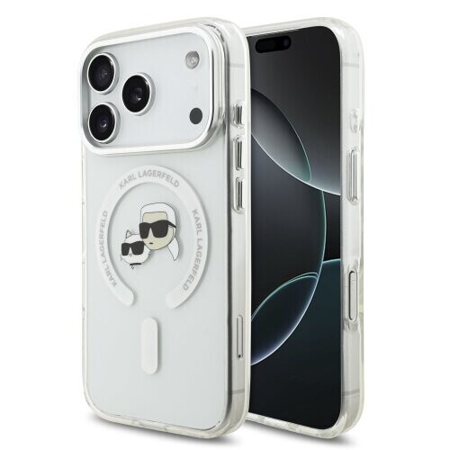 Karl Lagerfeld IML K&CH Heads Metal Frame MagSafe Zadní Kryt pro iPhone 17 Pro Transparent