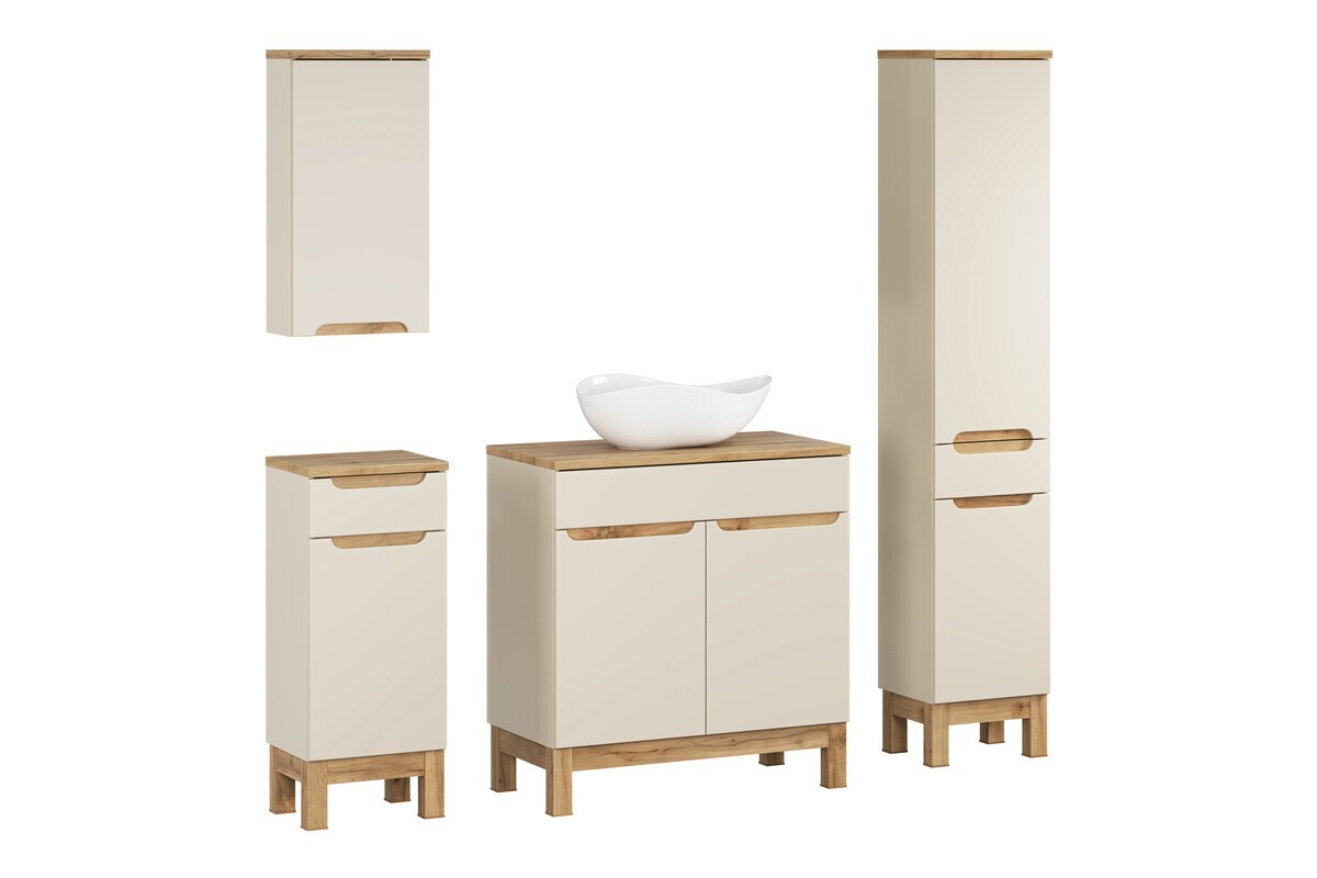 Koupelnová sestava Bali Casad Cloud s deskou, umyvadlem a skříňkami 80 cm kašmírová/dub wotan