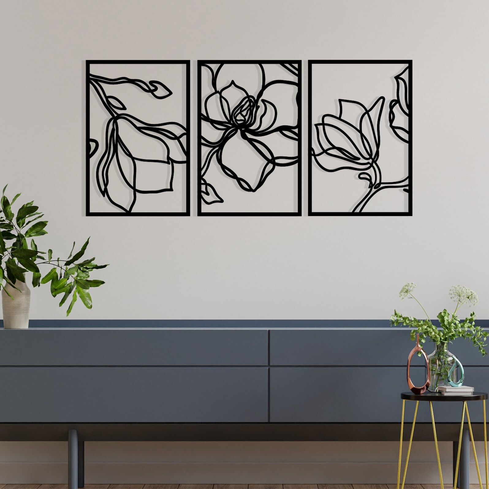 Nástěnná kovová dekorace Adda černá