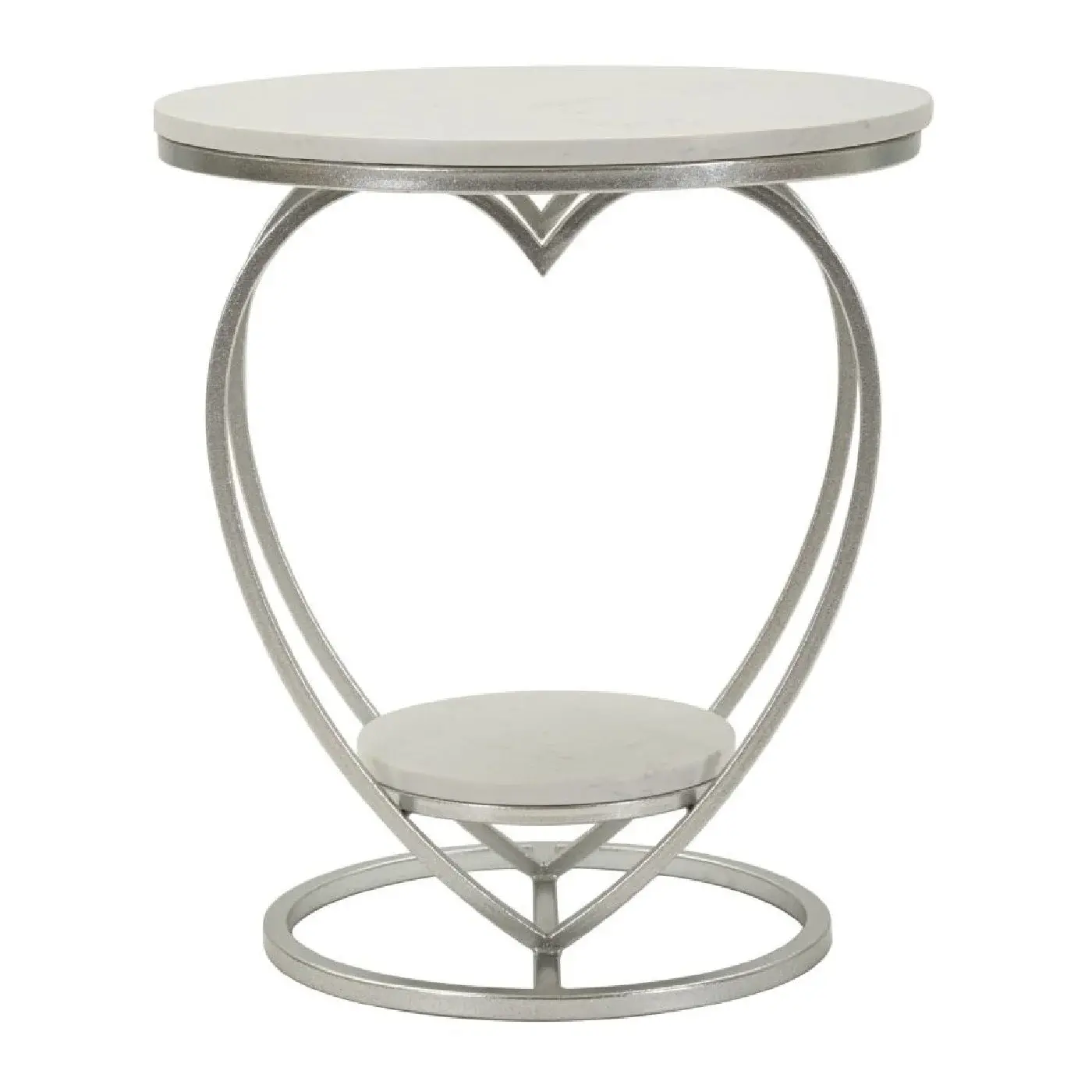 Odkládací stolek Heart 40 cm stříbrný/bílý mramor