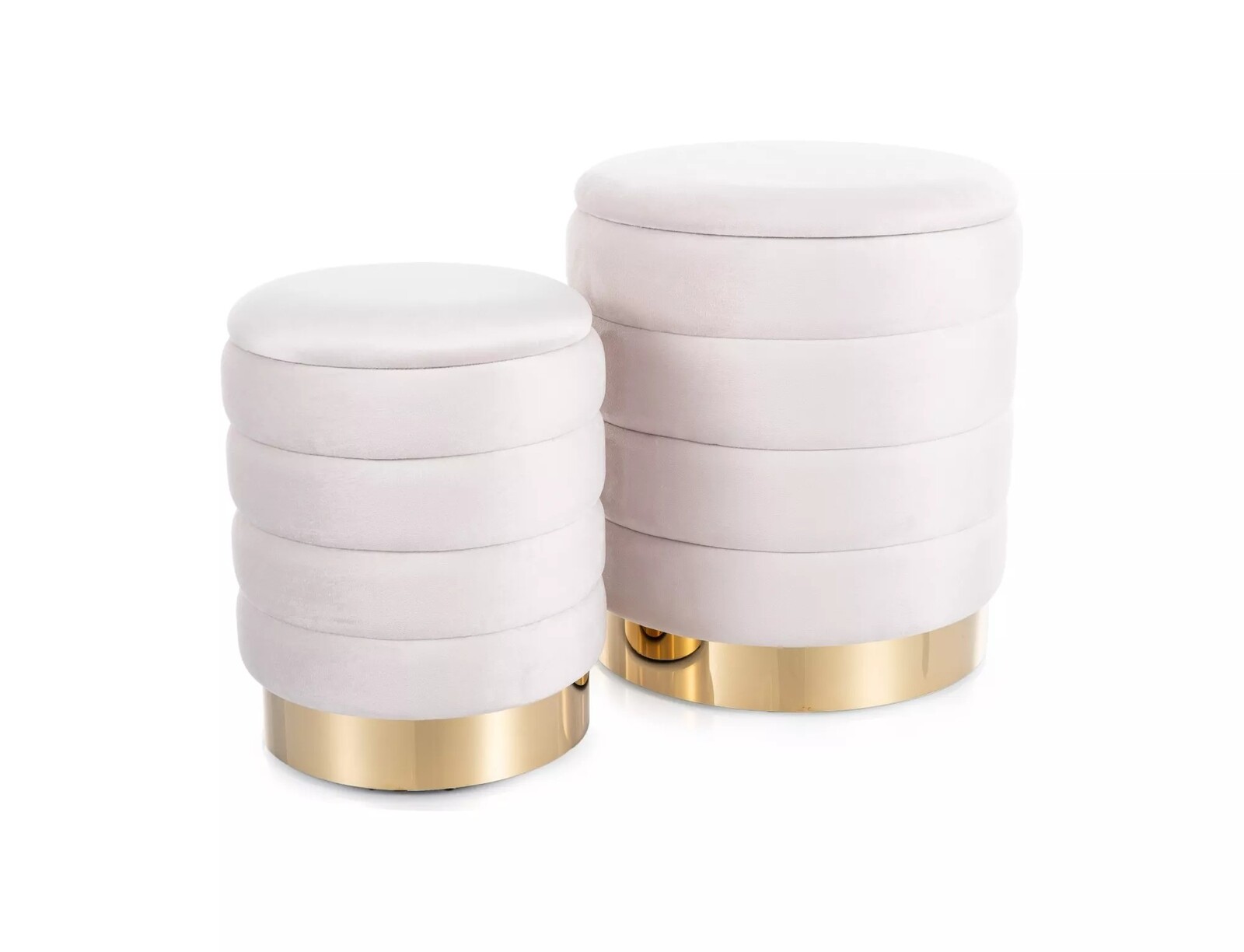 Sada 2 ks taburetů Britta Velvet s úložným prostorem světle béžová/zlatá