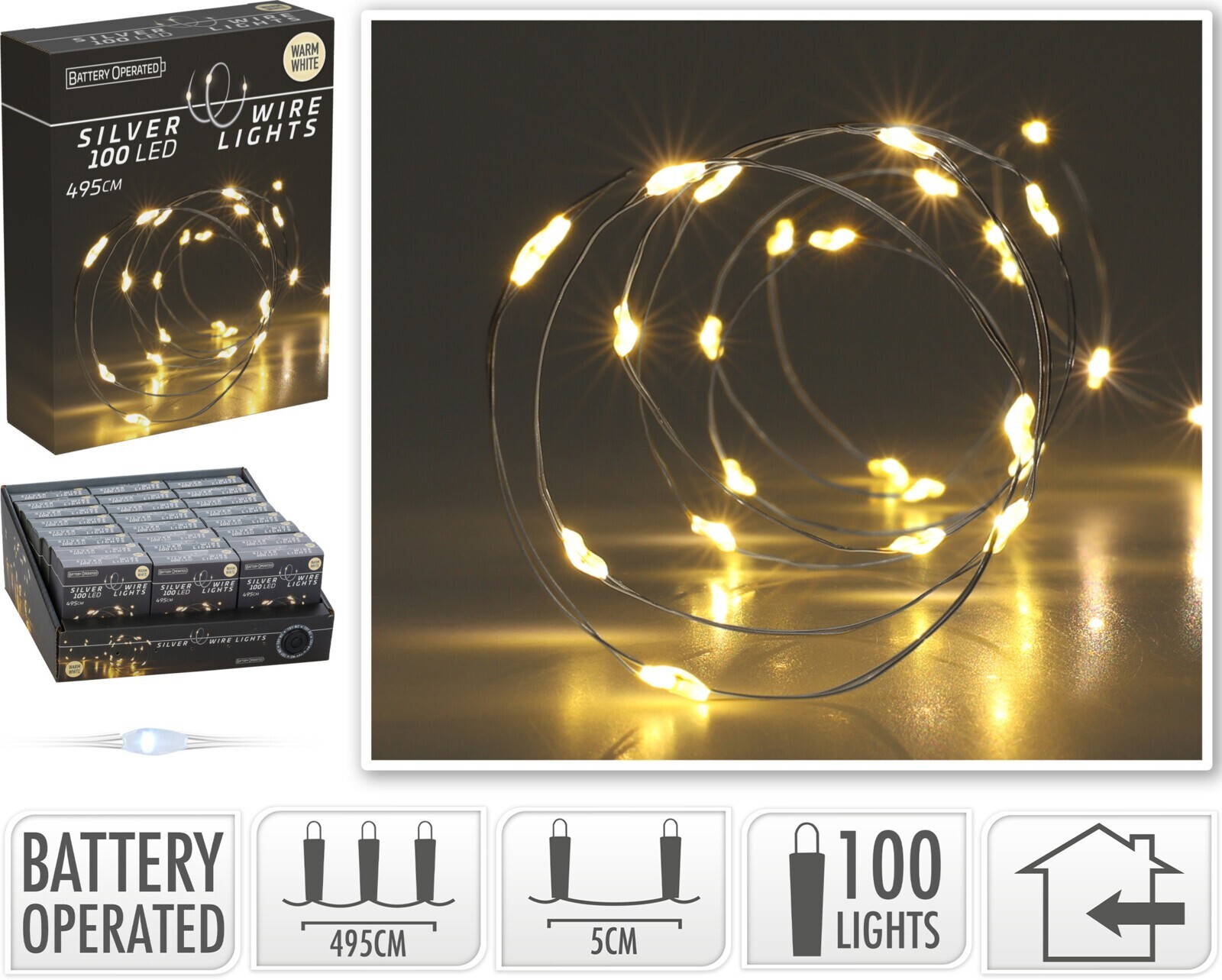 Světelný LED řetěz Roberts 495 cm teplý bílý