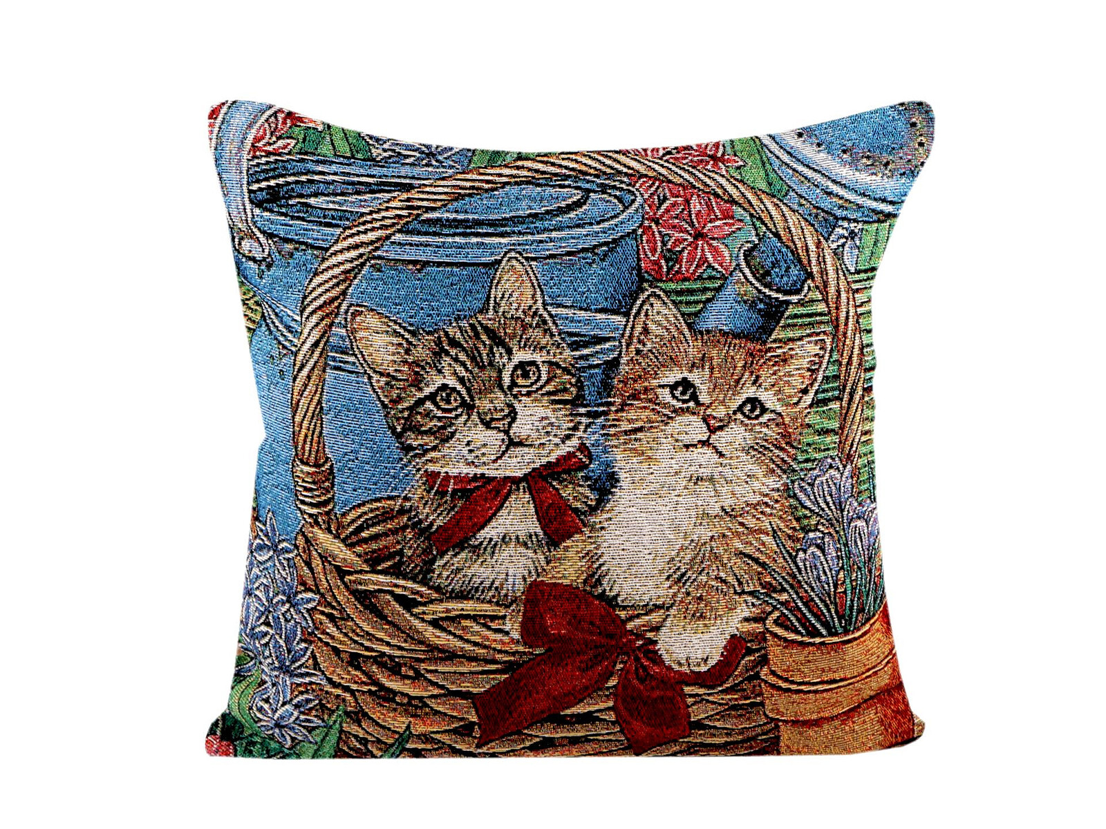 Vankúš s mačkami v košíku (obliečka)