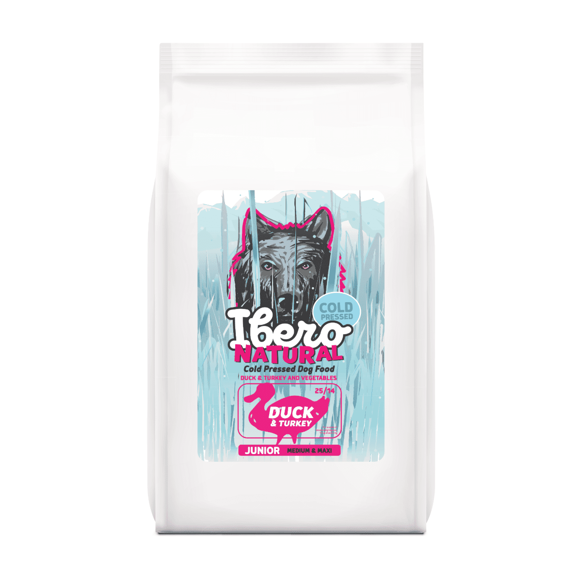 Ibero Cold Press Dog Junior Medium/Large Duck&Turkey - 12 + 3kg GRATIS