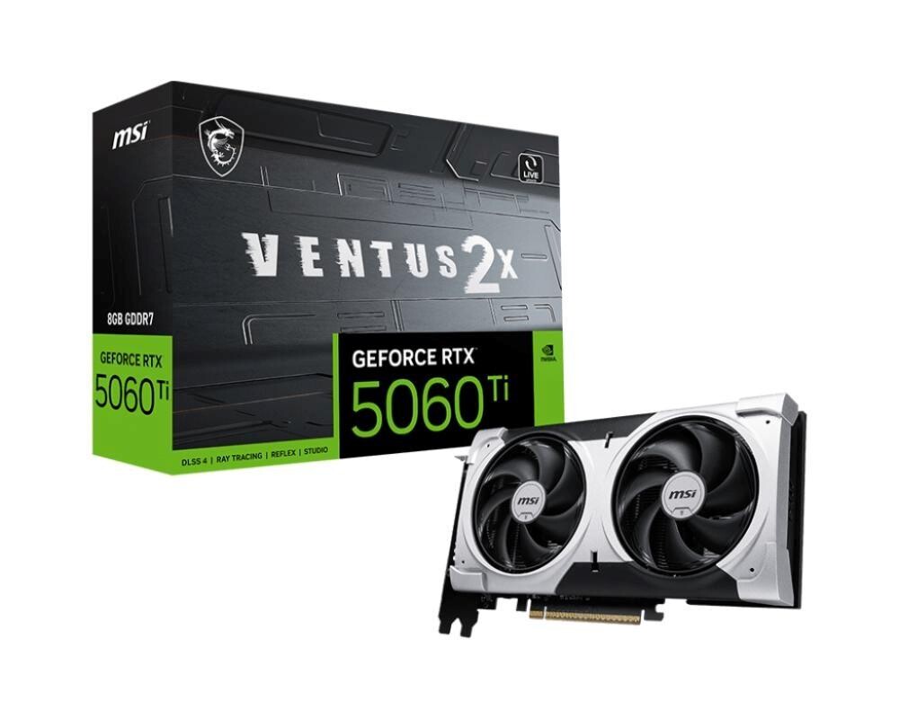 MSI VGA NVIDIA GeForce RTX 5060 Ti 8G VENTUS 2X PLUS, RTX 5060 Ti, 8GB GDDR7, 3xDP, 1xHDMI