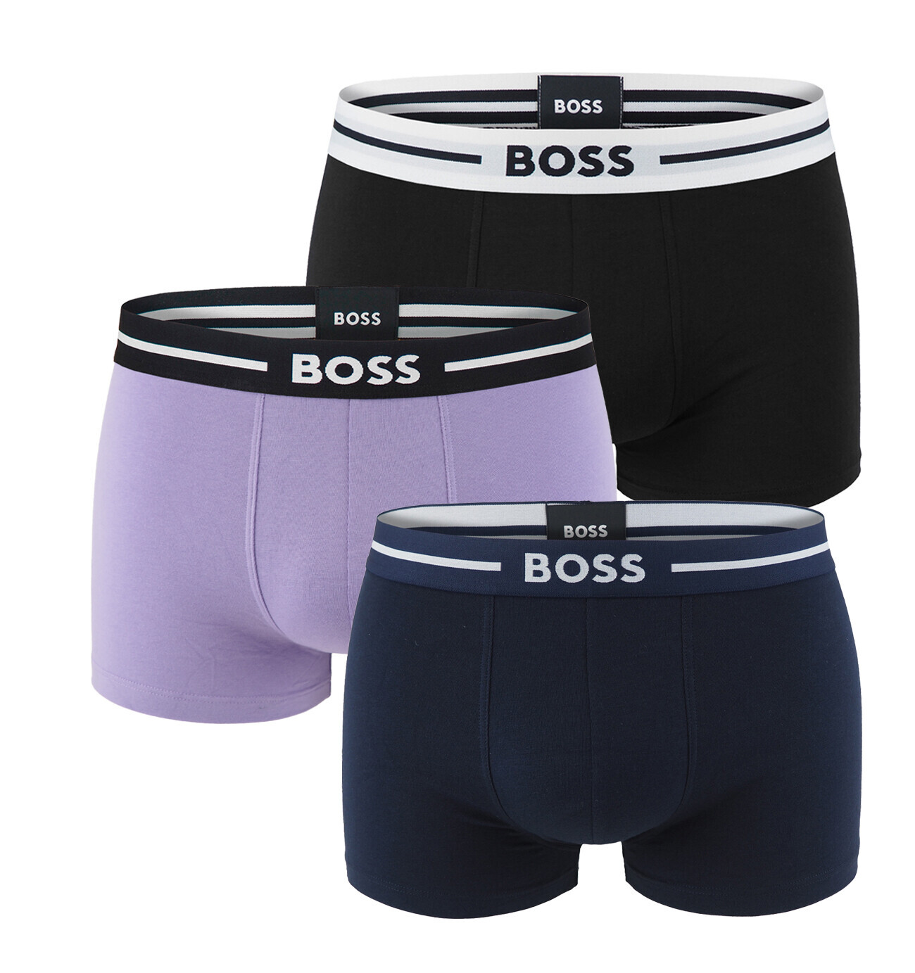 BOSS - boxerky 3PACK eco friendly organic cotton BOLD dark & lavender tones