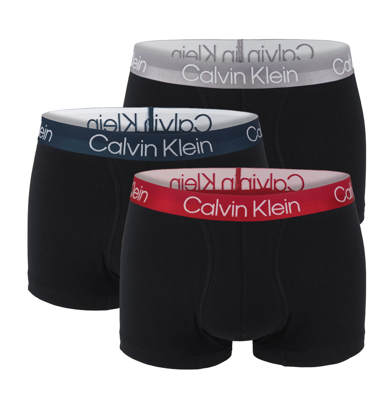 Calvin Klein - boxerky 3PACK eco friendly cotton black / navy stone & burgundy waist