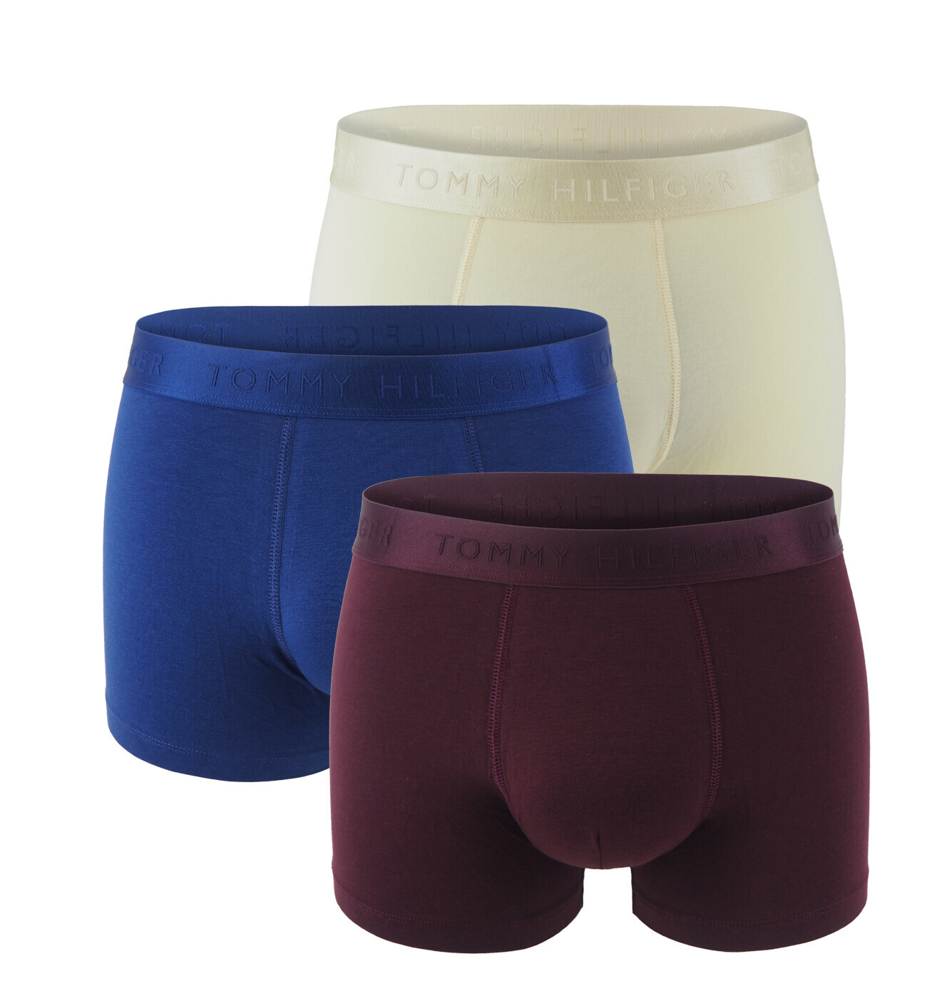 TOMMY HILFIGER - boxerky 3PACK everyday luxe blue ink & deep burgundy tones