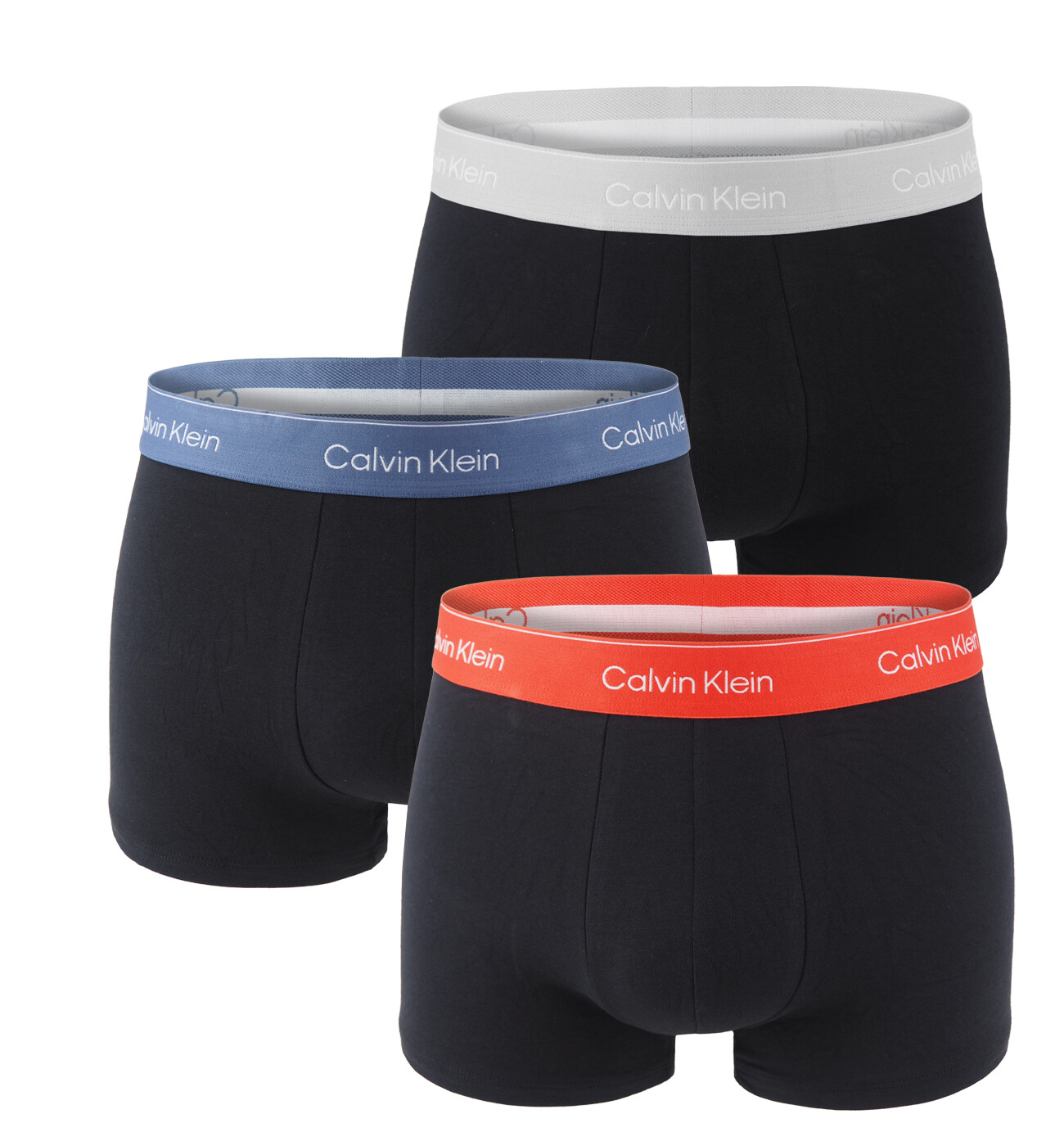 Calvin Klein - boxerky 3PACK eco friendly Icon cotton stretch black / blue & red waist