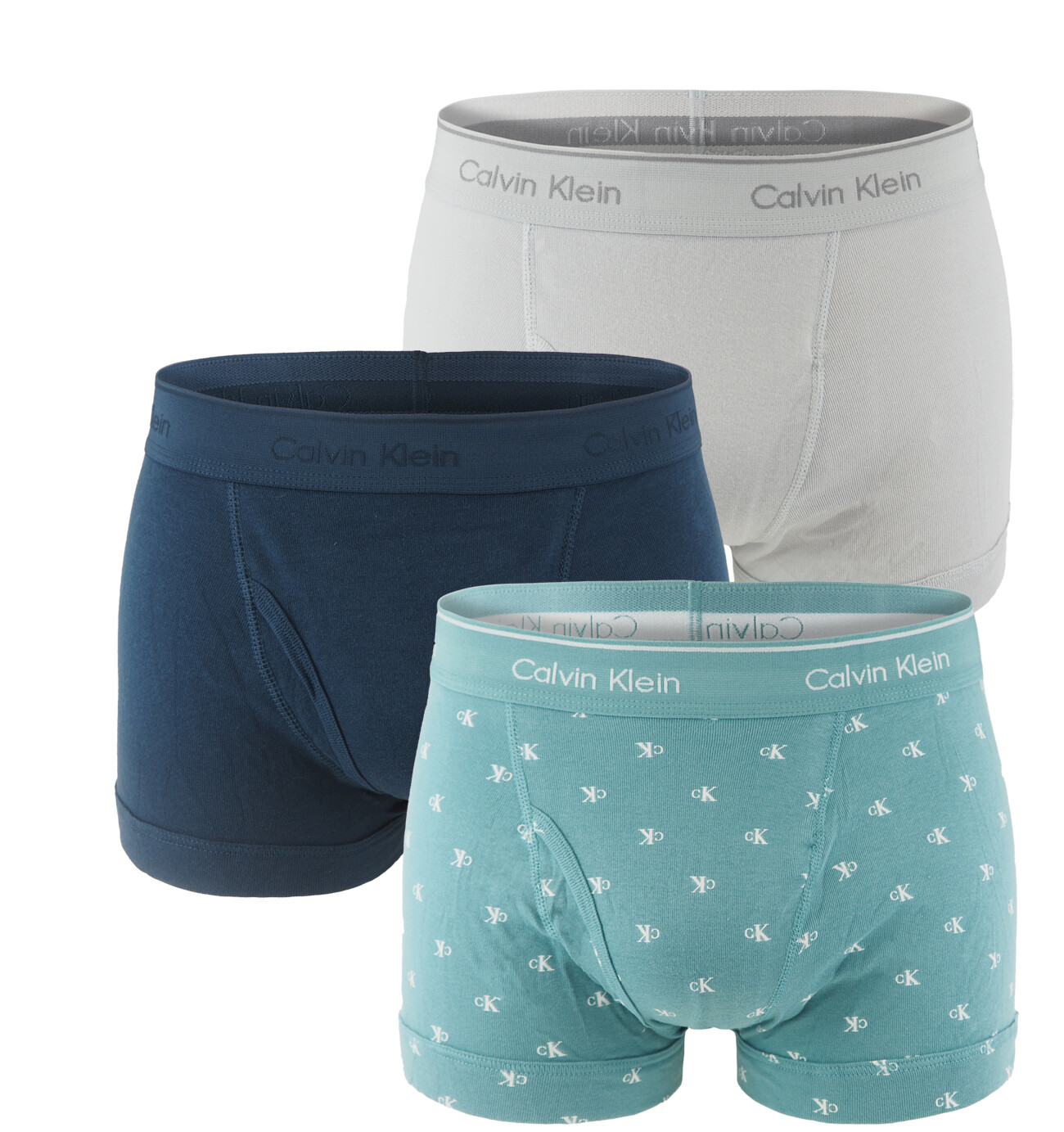 CALVIN KLEIN - boxerky 3PACK 100% pure cotton aqua diamond spectrum