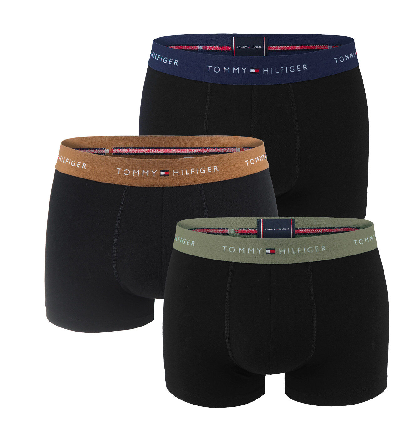 TOMMY HILFIGER - boxerky 3PACK eco firiendly signature cotton essentials black / earth tone waist