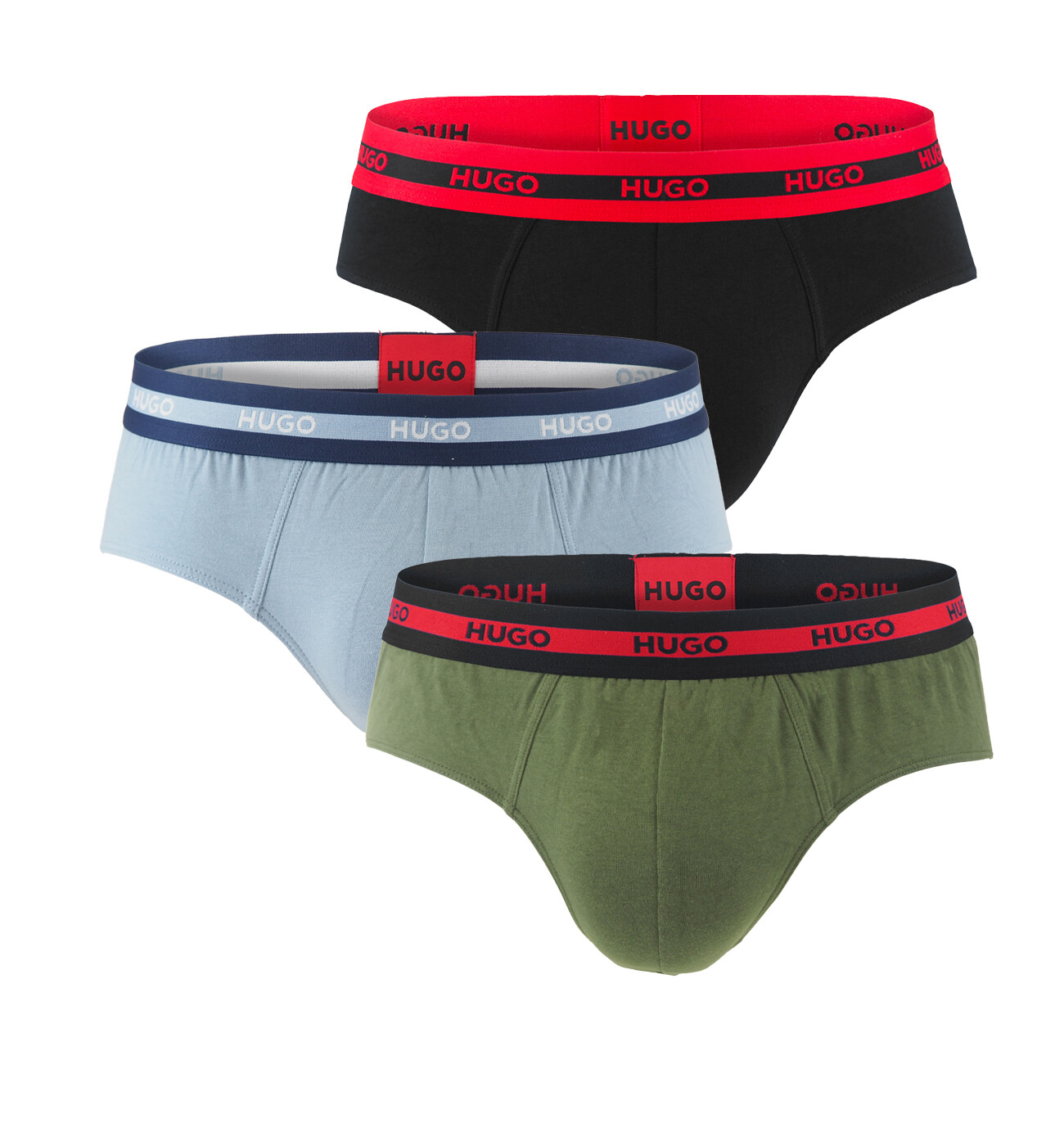 HUGO - slipy 3PACK eco friendly organic cotton forest & blue color