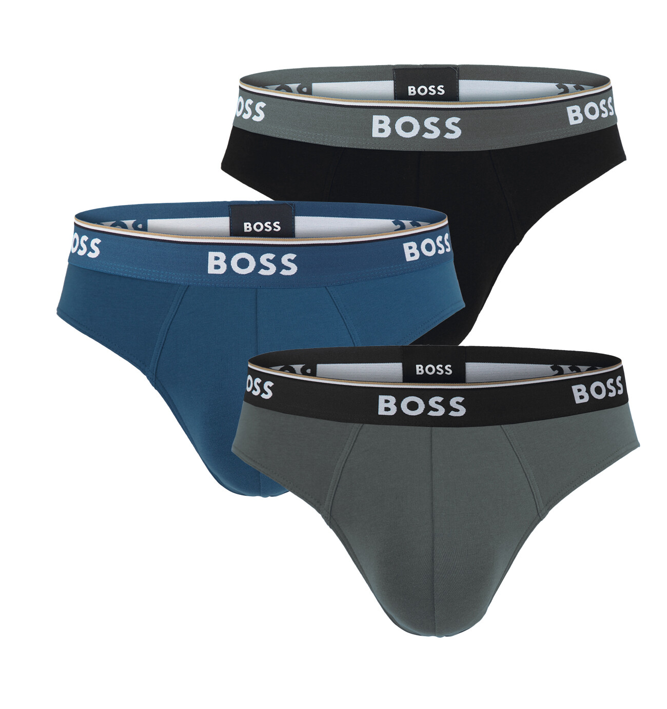 BOSS - slipy 3PACK Power cotton stretch modern dark tones / signature waist - limitovaná edícia