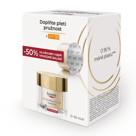 EUCERIN HYALURON-FIL.+ELASTICITY Denný krém SPF30 dóza + náhradná náplň refill 1 x 1 set