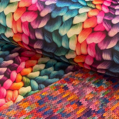 Umelá kožušina TWO SIDE Big knit difur digital print