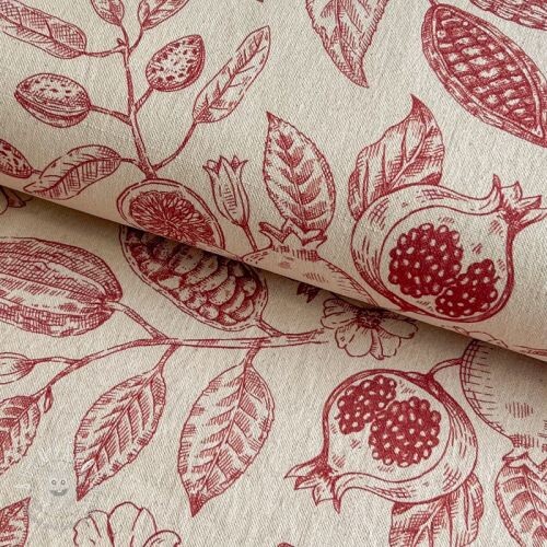 Dekoračná látka RUSTIC VINTAGE PRINT Granata groseille