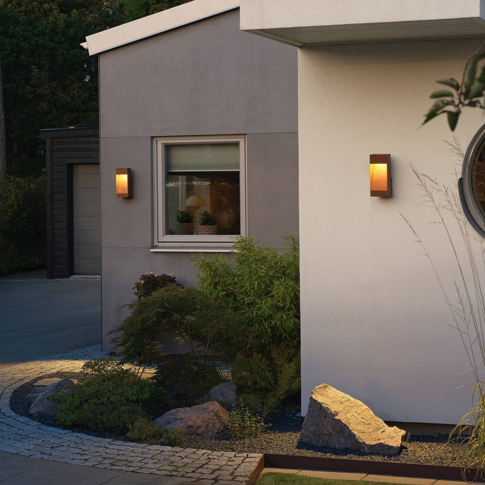 LED vonkajšie nástenné svietidlo Rho, farba hrdza, výška 28 cm, kov, IP54