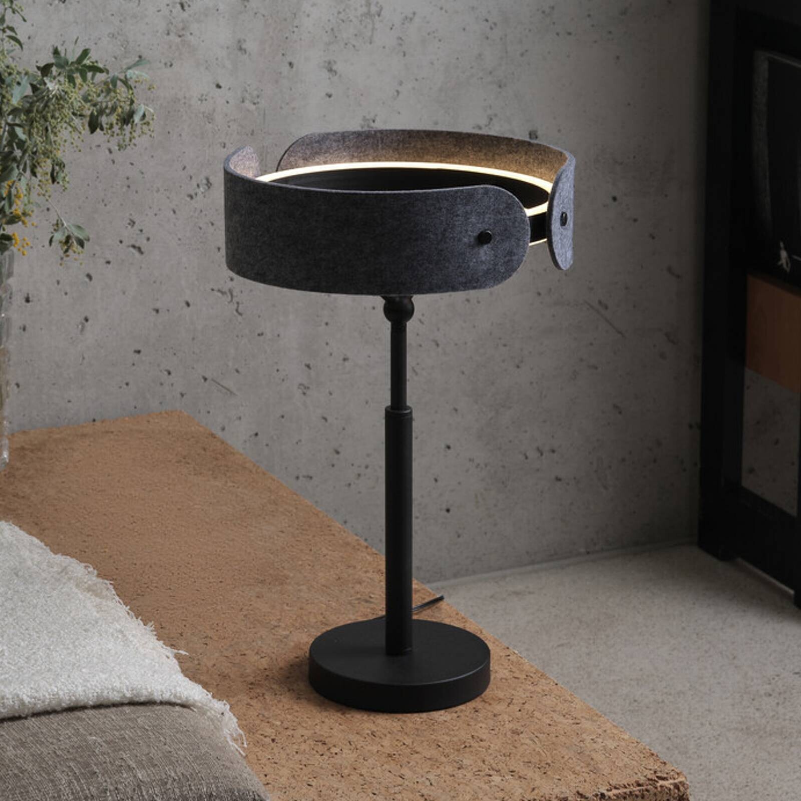 OSRAM stolová LED lampa Decor Curve Felt, sivá, plsť, 3 000 K