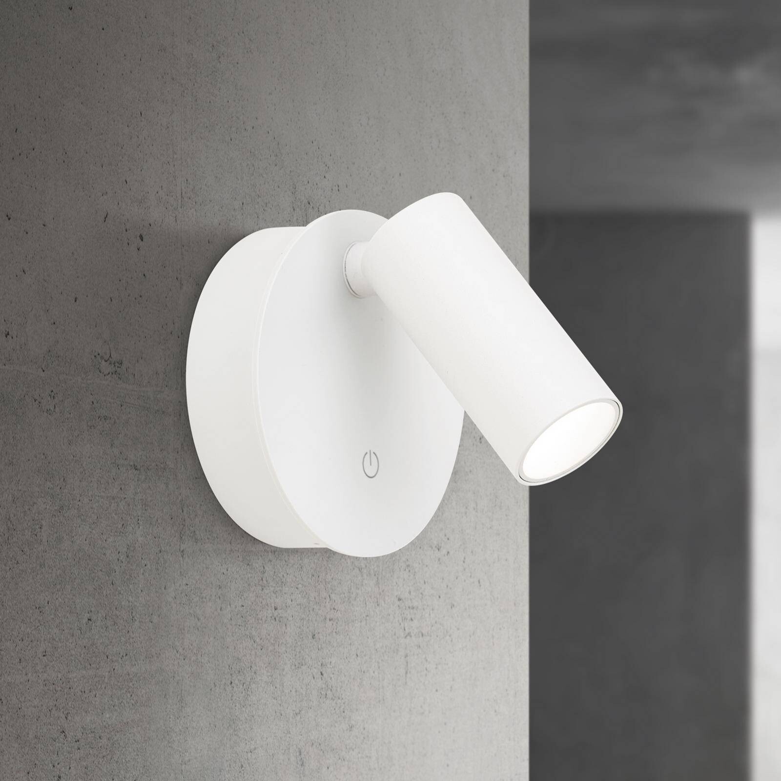 LED akumulátorové nástenné svietidlo Luxy, biele, hliník, CCT, stmievač