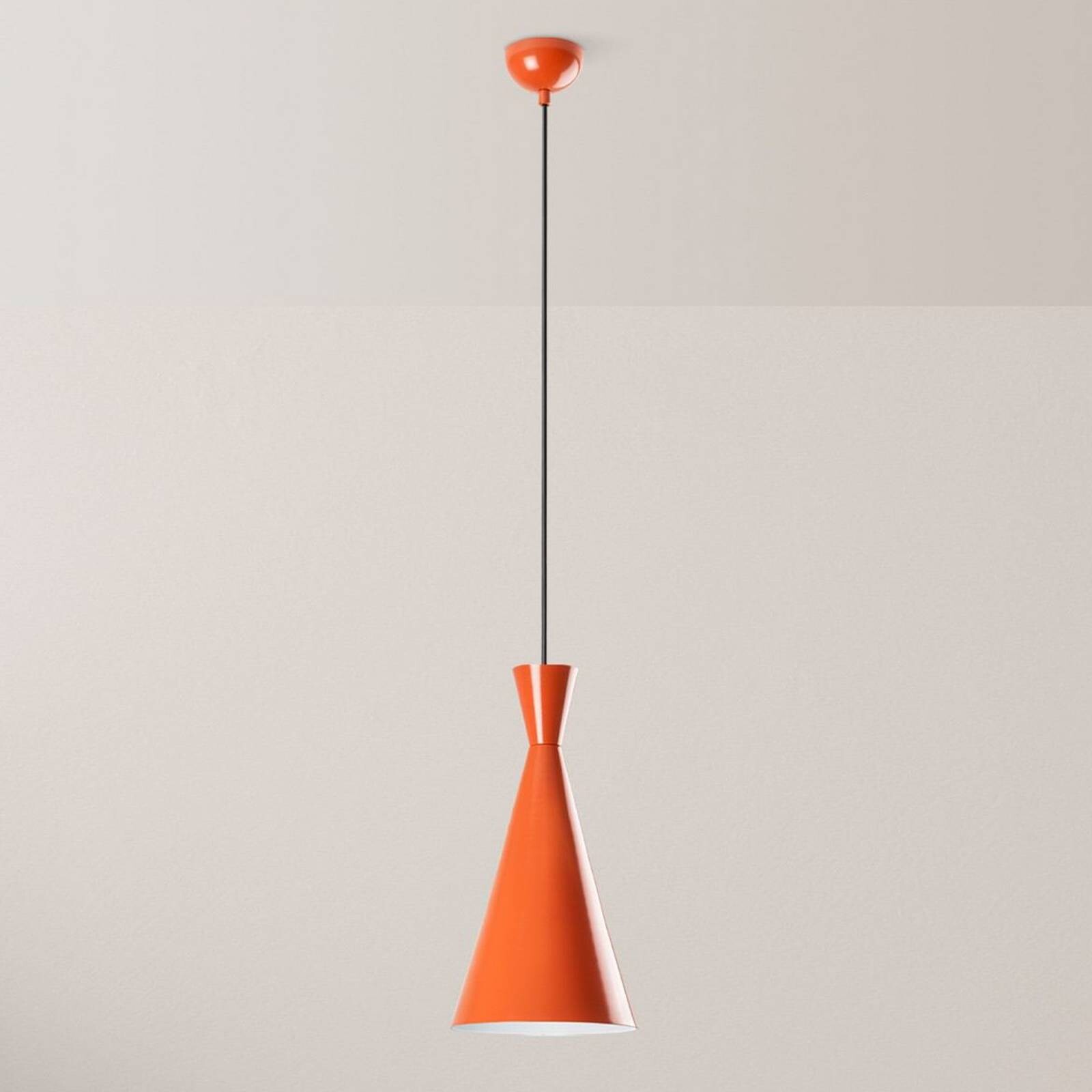 Závesné svietidlo Tom, oranžové, kov, Ø 19 cm, E27